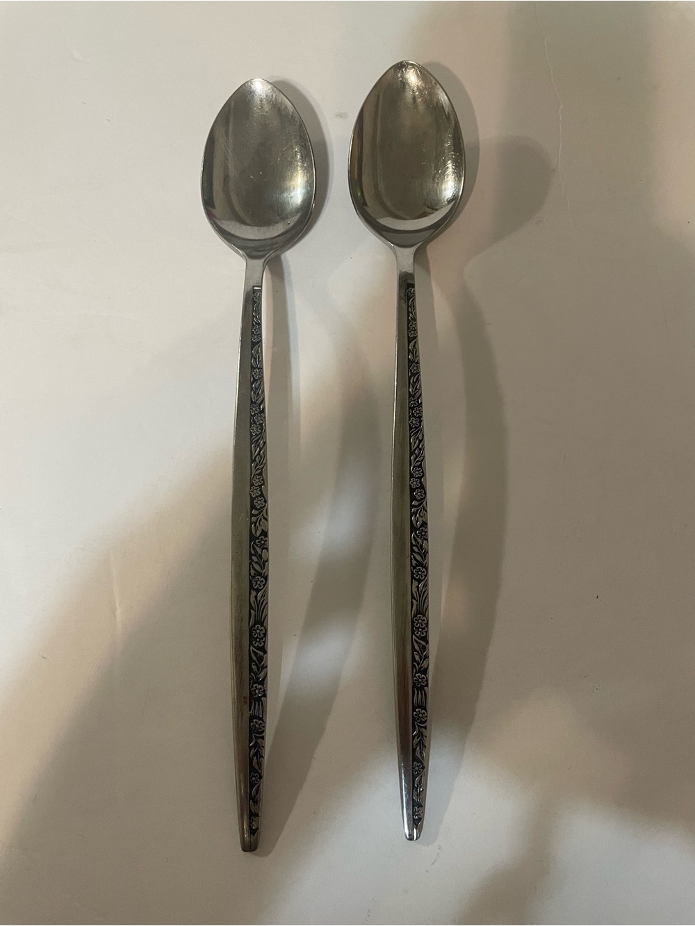 Coventry Bouquet Iced Tea Spoons Set of 2 Stainless Japan Floral Vintage MCM